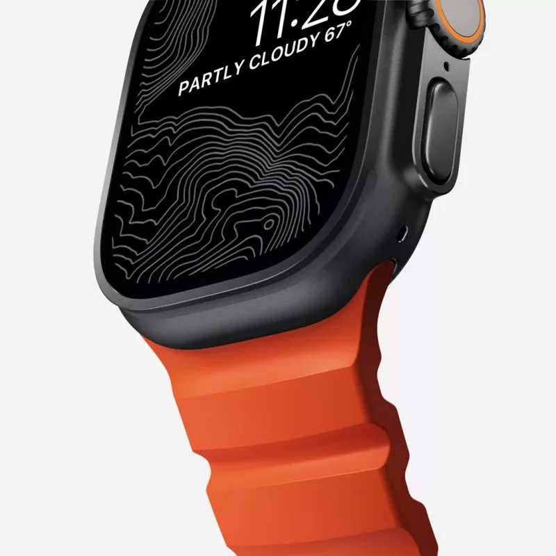 NOMAD Rocky Point bracelete para Apple Watch 46/49 mm, FKM e titânio, Magma/Black Hardware