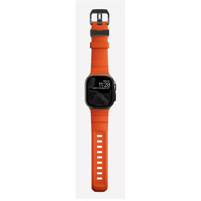 NOMAD Rocky Point bracelete para Apple Watch 46/49 mm, FKM e titânio, Magma/Black Hardware