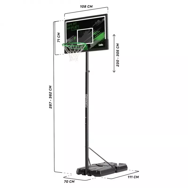 Cesto de basquetebol Salta Forward modelo 5132 para tabela 110 x (287–362) x 175 cm