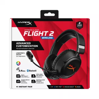 Headset gaming sem fios HyperX Cloud Flight 2 — circum-aural, preto