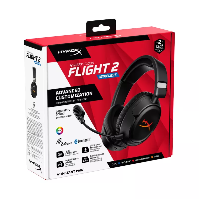 Headset gaming sem fios HyperX Cloud Flight 2 — circum-aural, preto