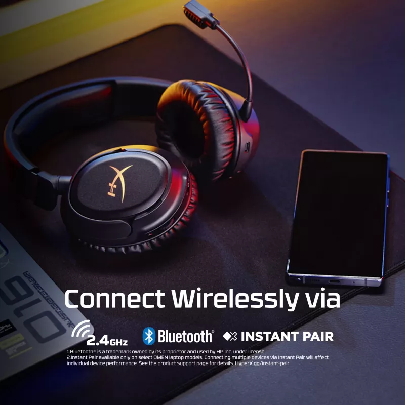Headset gaming sem fios HyperX Cloud Flight 2 — circum-aural, preto