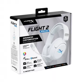 Headset gaming sem fios KINGSTON HyperX Cloud Flight 2 com USB-C e Bluetooth, branco