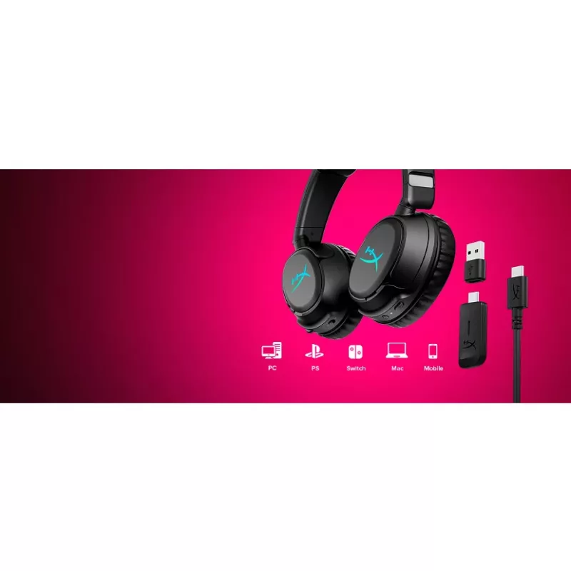 Headset gaming sem fios KINGSTON HyperX Cloud Flight 2 com USB-C e Bluetooth, branco