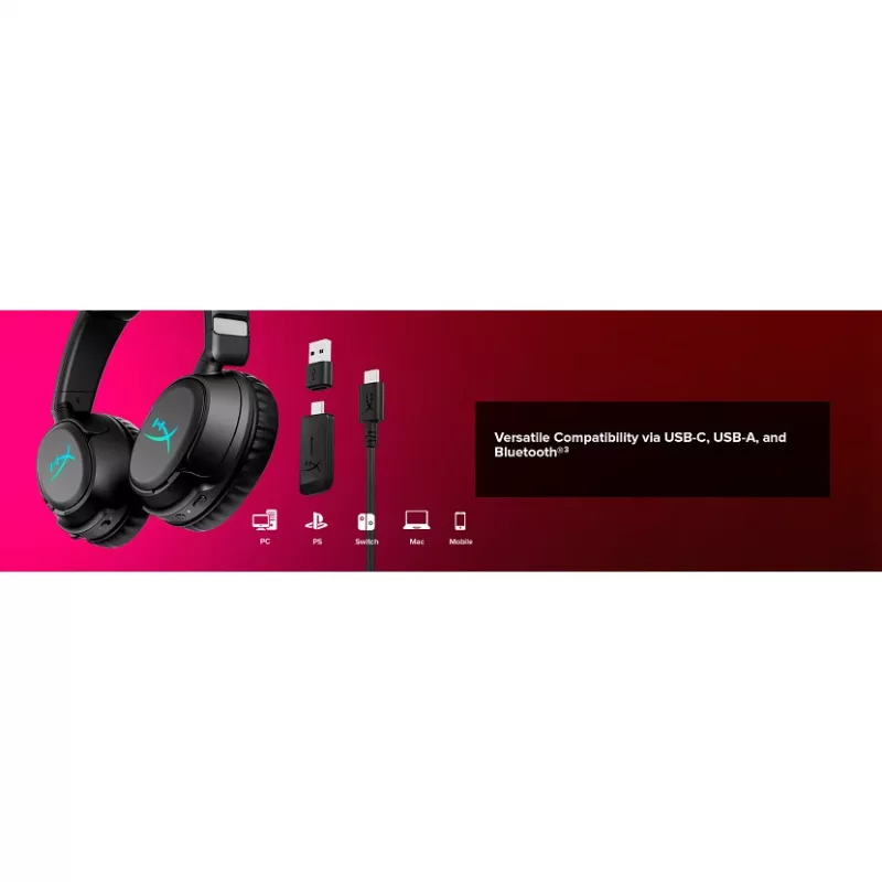 Headset gaming sem fios KINGSTON HyperX Cloud Flight 2 com USB-C e Bluetooth, branco