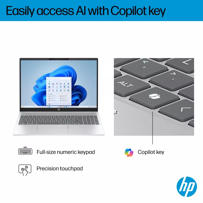 HP OmniBook 5 16-bc1004na AMD Ryzen™ 5 8540U portátil 40,6 cm (16 polegadas) 2K 16 GB LPDDR5-SDRAM 512 GB SSD Wi-Fi 6 (802.11ax) Windows 11 Home prateado