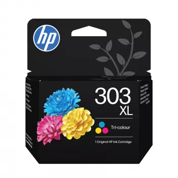 HP 303XL High Yield Tri-Color Tinteiro original, alto rendimento, ciano, magenta, amarelo, tinta à base de corante, 1 unid., 415 páginas, embalagem individual