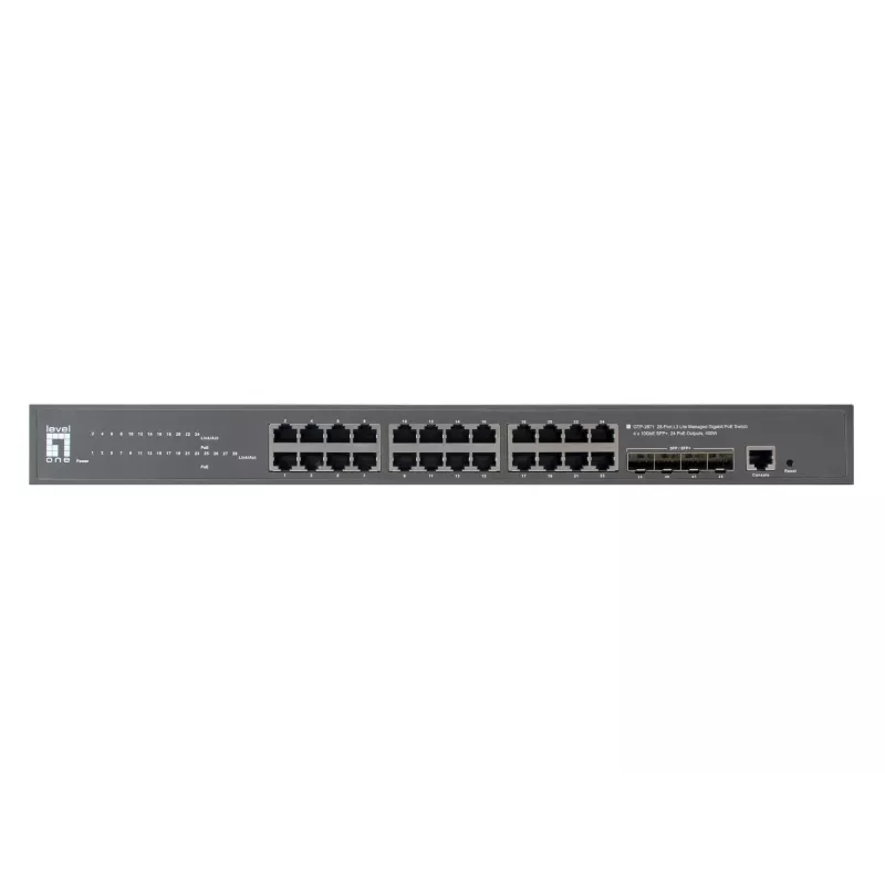 LevelOne GTP-2871 Switch de rede gerido L3 Gigabit Ethernet (10/100/1000) Power over Ethernet (PoE) cinzento