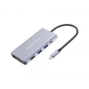 Conceptronic DONN20G Docking station USB 3.2 Gen 1 10 em 1, HDMI, VGA, USB-A 5 Gbit/s, USB-C 5 Gbit/s, SD, TF/MicroSD, áudio, GbE LAN, 100 W USB PD