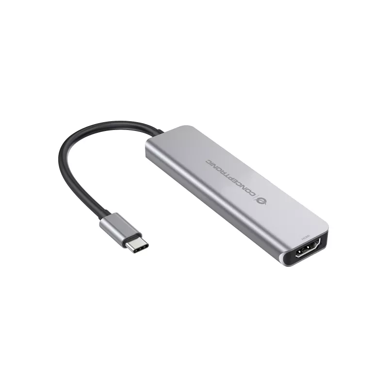 Conceptronic DONN02G Docking station/replicador de portas para portátil USB 3.2 Gen 1 (3.1 Gen 1) Type-C alumínio