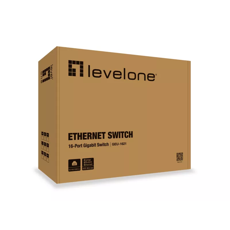 LevelOne Switch Gigabit de 16 portas, Gigabit Ethernet (10/100/1000), duplex integral, montagem em rack