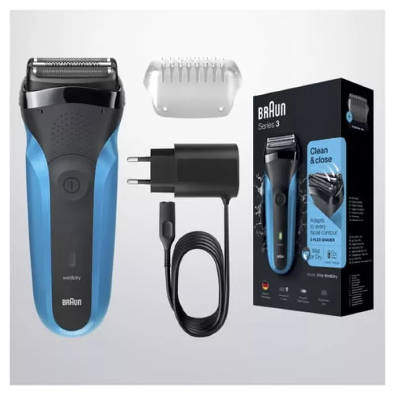 Braun Series 3 310s Máquina de barbear de lâmina Trimmer Preto, Azul