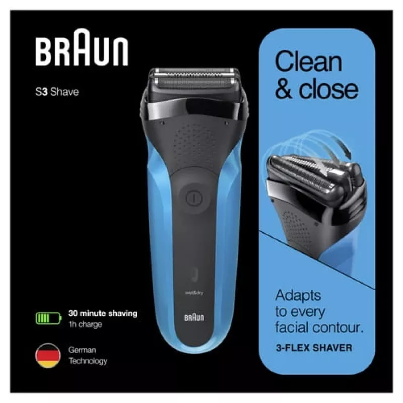 Braun Series 3 310s Máquina de barbear de lâmina Trimmer Preto, Azul
