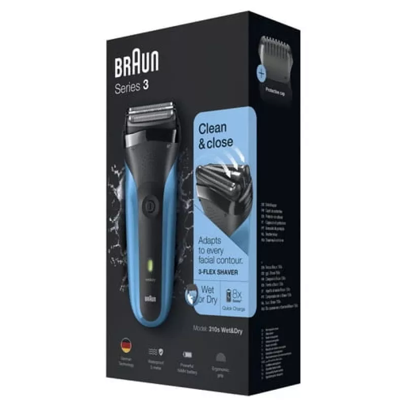 Braun Series 3 310s Máquina de barbear de lâmina Trimmer Preto, Azul