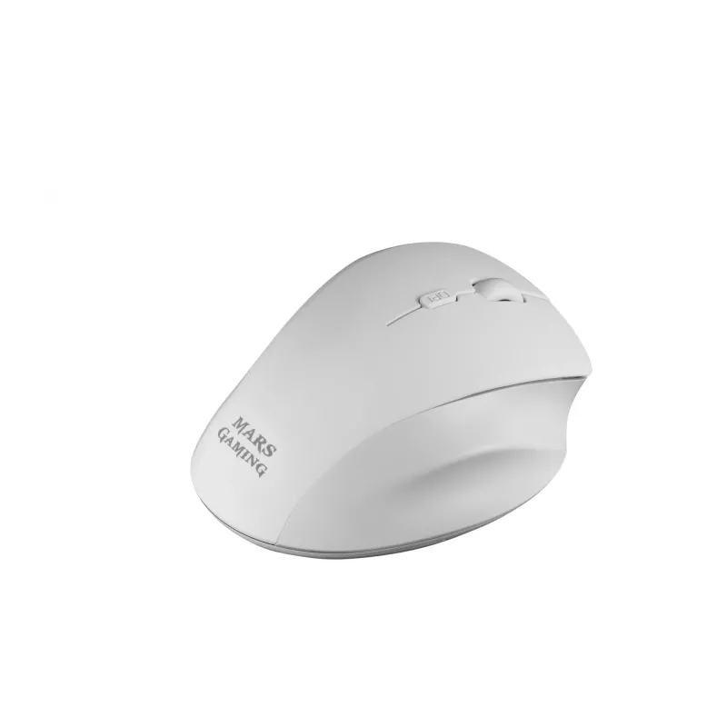 Rato sem fios Mars Gaming MMWERGO ergonómico branco, para destros, mecânico, RF sem fios, 3200 DPI, branco