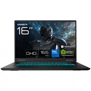 Portátil GIGABYTE GAMING A16 PRO DYHG5DECC4SH Intel Core 7 240H 40,6 cm (16 polegadas) Quad HD+ 32 GB LPDDR5x-SDRAM 1 TB SSD NVIDIA® GeForce RTX™ 5080 Laptop GPU Wi-Fi 6E (802.11ax) Windows 11 Home preto