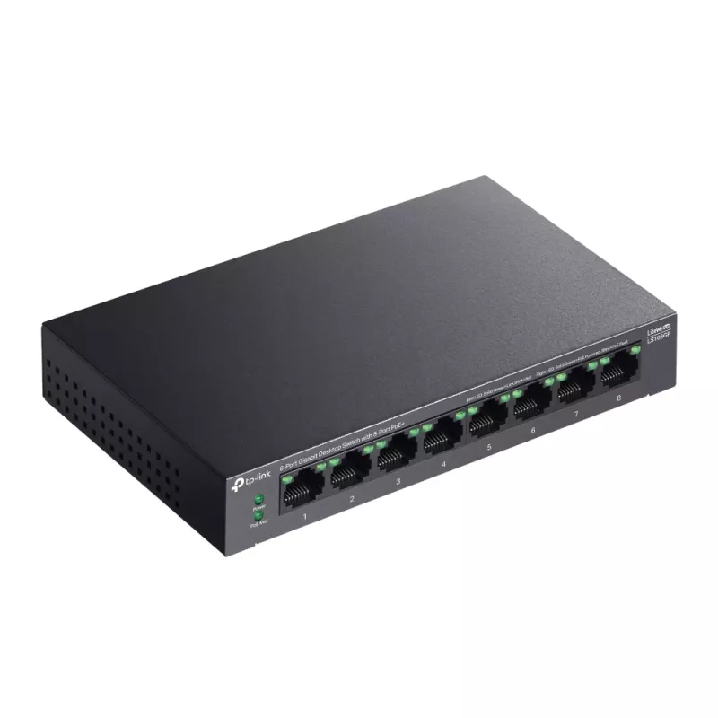 Switch de secretária TP-Link LiteWave 8 portas Gigabit com 8 portas PoE+