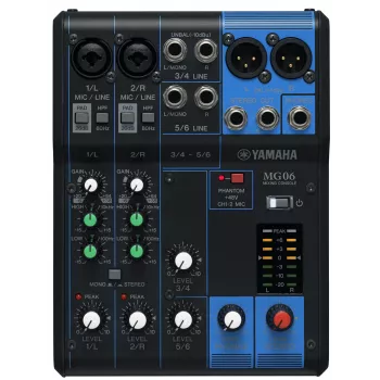 Misturadora de áudio Yamaha MG06 6 canais preto