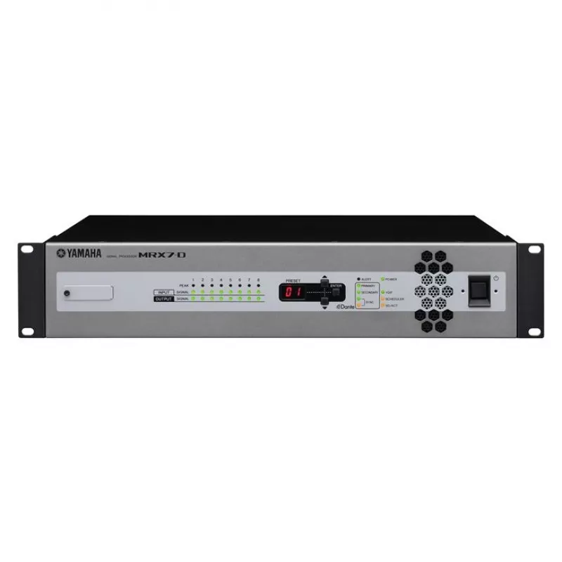 Processador AV Yamaha MRX7-D preto, prateado com ecrã LCD incorporado
