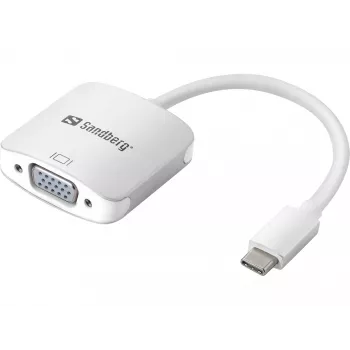 Sandberg USB-C para VGA Link, USB Type-C, VGA (D-Sub), macho, fêmea, 1920 x 1080 (HD 1080), 2048 x 1152, 1080p