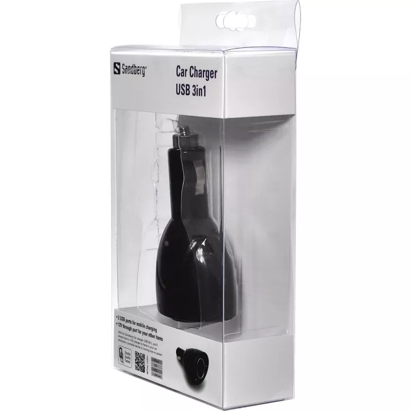 Sandberg Carregador de automóvel USB 3in1, automóvel, isqueiro, 5 V, preto