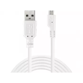 Sandberg Cabo de sincronização/carregamento MicroUSB 3 m, 3 m, USB A, Micro-USB B, USB 2.0, macho/macho, branco