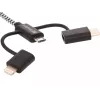 Sandberg 3in1 Lightning+MicroUSB+USB-C 1m, 1 m, Micro-USB A, USB A, macho/macho, preto, cinzento