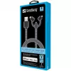 Sandberg 3in1 Lightning+MicroUSB+USB-C 1m, 1 m, Micro-USB A, USB A, macho/macho, preto, cinzento