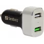 Sandberg Carregador de automóvel 1xQC 3.0+1xUSB2.4A, automóvel, isqueiro, 12 V, alumínio, preto