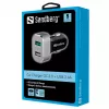 Sandberg Carregador de automóvel 1xQC 3.0+1xUSB2.4A, automóvel, isqueiro, 12 V, alumínio, preto