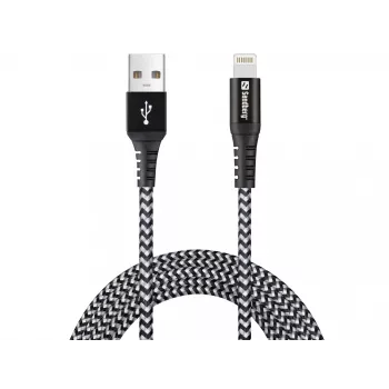 Sandberg Cabo Survivor Lightning 2 m, 2 m, Lightning, USB A, macho, macho, preto, cinzento