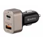 Sandberg Carregador de automóvel 1xQC3.0+1xUSBC 24W, automóvel, isqueiro, 12 V, preto, cinzento