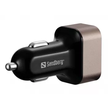 Sandberg Carregador de automóvel 1xQC3.0+1xUSBC 24W, automóvel, isqueiro, 12 V, preto, cinzento
