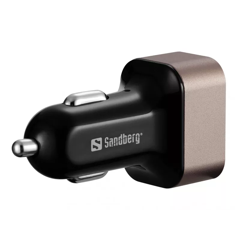 Sandberg Carregador de automóvel 1xQC3.0+1xUSBC 24W, automóvel, isqueiro, 12 V, preto, cinzento