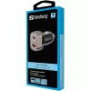 Sandberg Carregador de automóvel 1xQC3.0+1xUSBC 24W, automóvel, isqueiro, 12 V, preto, cinzento