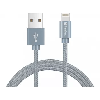 Sandberg Excellence Lightning cinzento 1m, 1 m, Lightning, USB A, cinzento, reto, reto