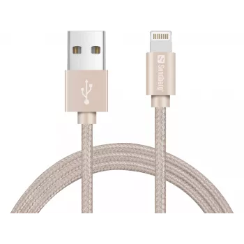 Sandberg Excellence Lightning dourado 1m, 1 m, Lightning, USB A, dourado, reto, reto