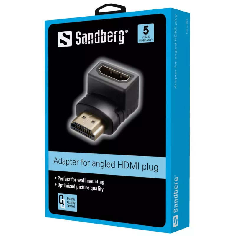 Sandberg Adaptador HDMI 2.0 macho angular, HDMI, HDMI, preto
