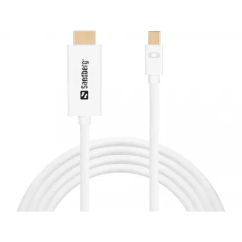 Sandberg Cabo MiniDP > HDMI 1,5 m, 1,5 m, Mini DisplayPort, HDMI, macho, macho, branco