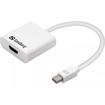 Sandberg Adaptador MiniDP1.2>HDMI2.0 4K60, Mini DisplayPort, HDMI, macho, fêmea, 3840 x 2160 píxeis, 6 Gbit/s