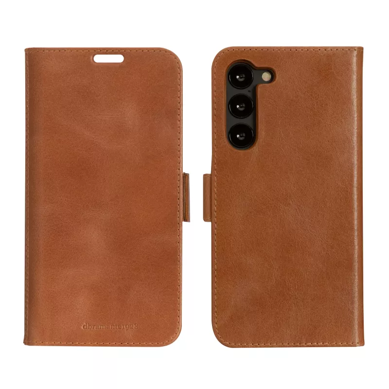 Capa tipo carteira dbramante1928 Lynge para Samsung Galaxy S23+ — Tan, 3 compartimentos para cartões, compatível com ecrã de 6,6 polegadas