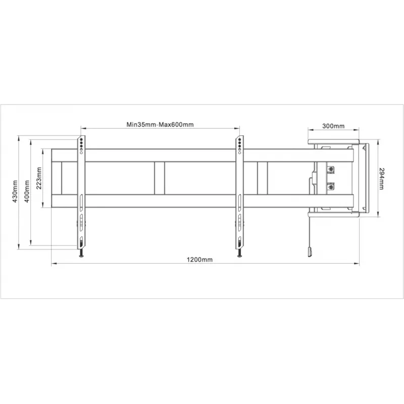 Multibrackets M braço oscilante Universal 180 graus grande preto 75 kg 48-69 polegadas