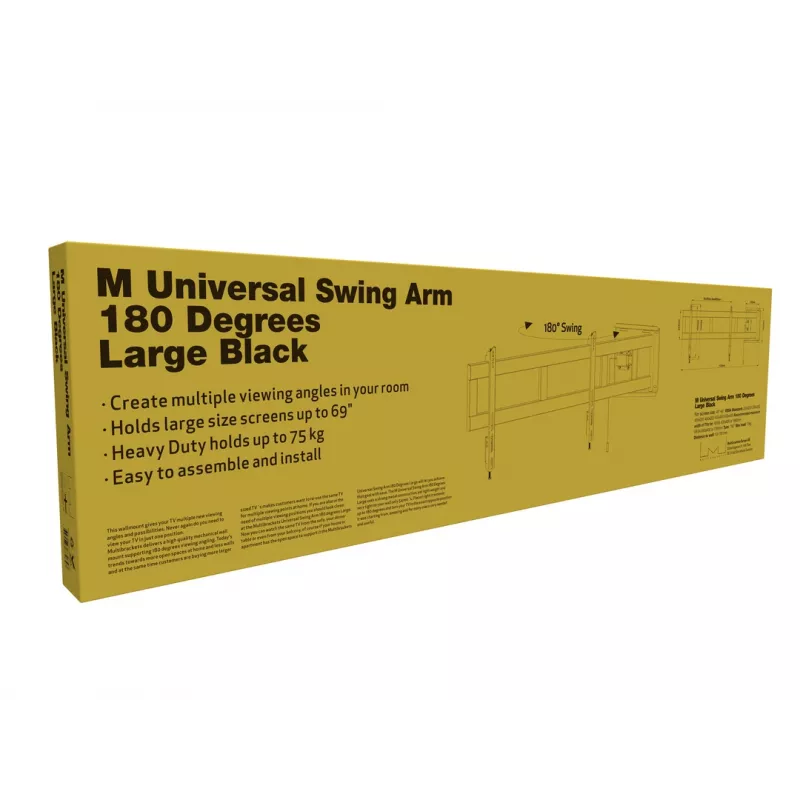 Multibrackets M braço oscilante Universal 180 graus grande preto 75 kg 48-69 polegadas
