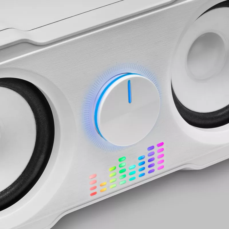 Mars Gaming MS22W altifalantes gaming compactos 2.2 RGB Flow subwoofer + 4 altifalantes ativos som DSP 35W branco