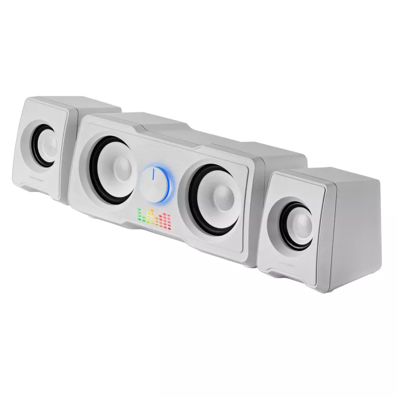 Mars Gaming MS22W altifalantes gaming compactos 2.2 RGB Flow subwoofer + 4 altifalantes ativos som DSP 35W branco