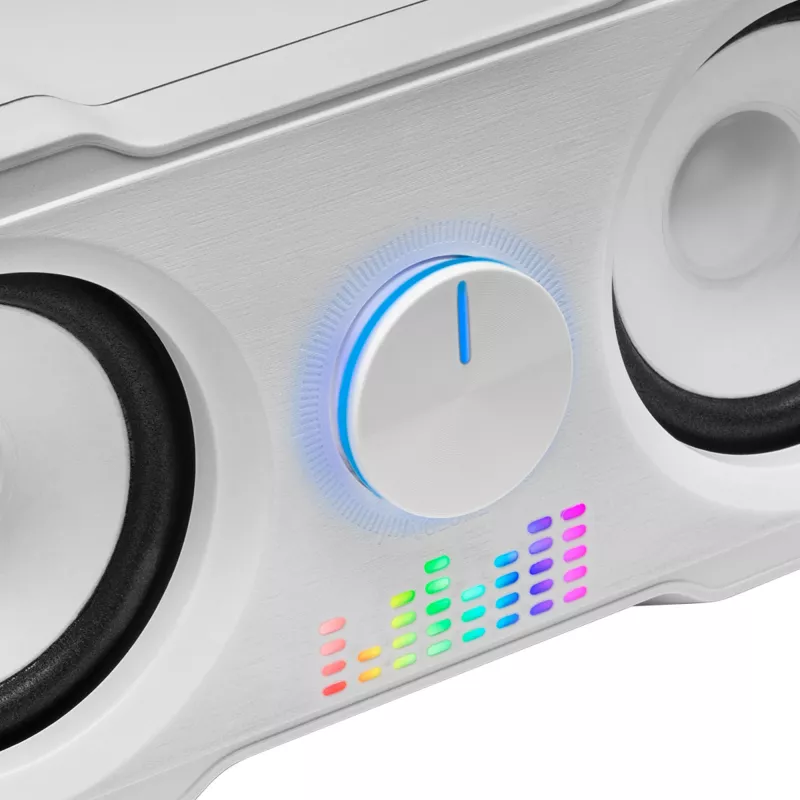 Mars Gaming MS22W altifalantes gaming compactos 2.2 RGB Flow subwoofer + 4 altifalantes ativos som DSP 35W branco
