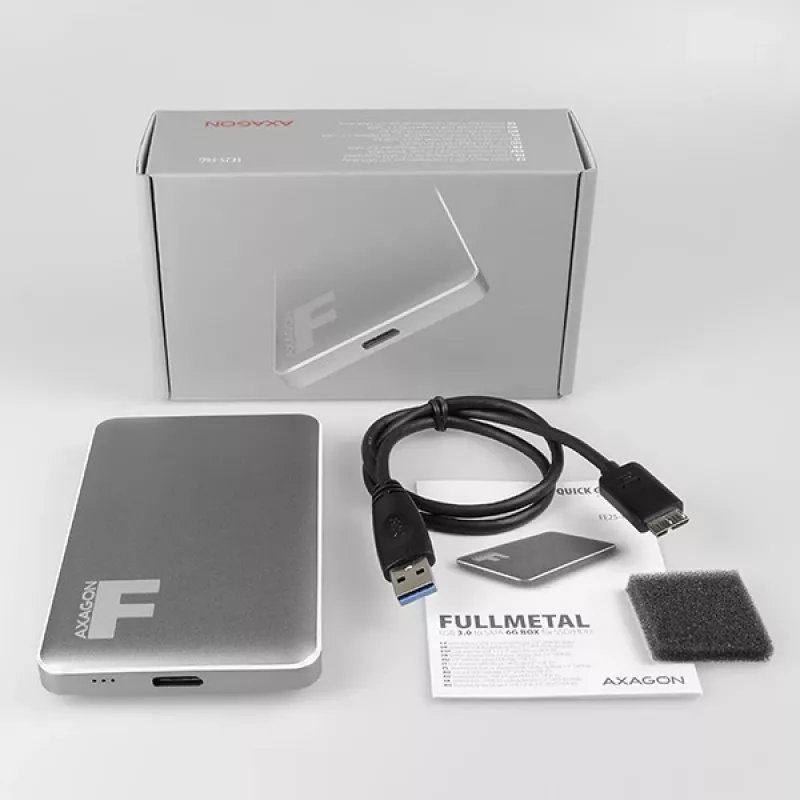 AXAGON EE25-F6G - caixa para HDD / SSD - 2,5 polegadas - SATA - Serial ATA II - Serial ATA III - 5 Gbit/s - conectividade USB - cinzento