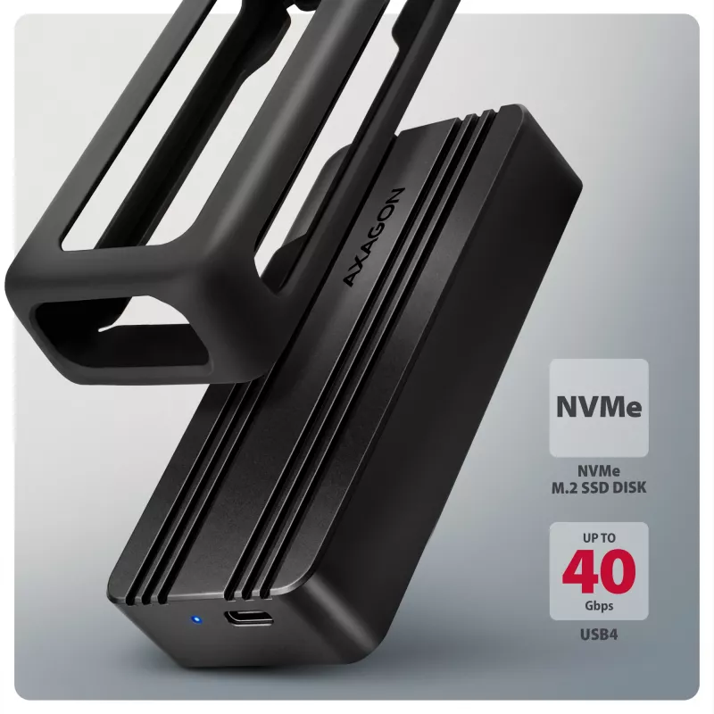 Axagon EEM2-40G caixa USB-C 40Gbps para SSD M.2 NVMe, alumínio ARMORED