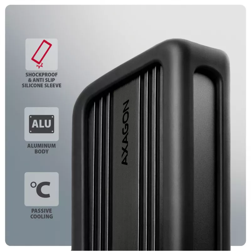 Axagon EEM2-40G caixa USB-C 40Gbps para SSD M.2 NVMe, alumínio ARMORED