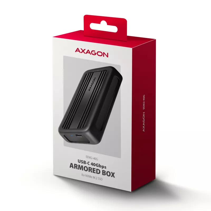 Axagon EEM2-40G caixa USB-C 40Gbps para SSD M.2 NVMe, alumínio ARMORED